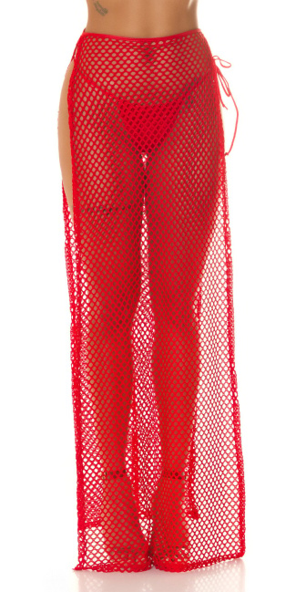 Highwaist Net Maxi Skirt / Cover-Up Red